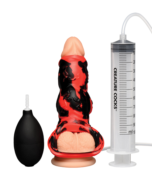 Thumbnail for Creature Cocks Hell Hound Squirting Silicone Penis Enhancer - Red