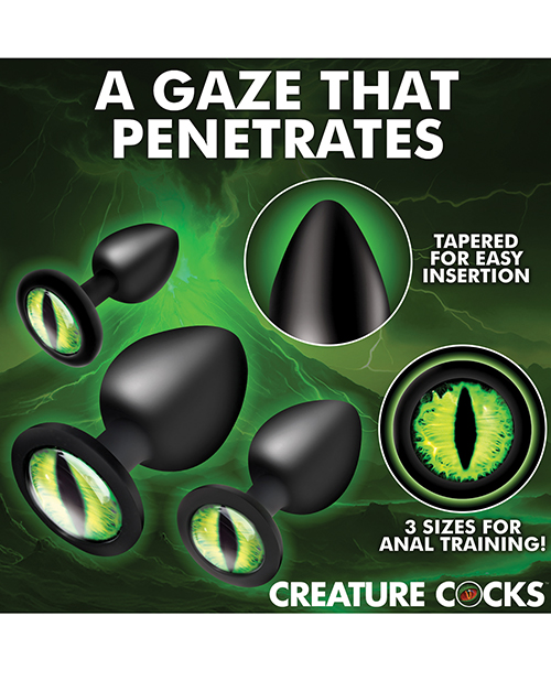Thumbnail for Creature Cocks - Creature Eyes Green Eye Silicone Butt Plug Set