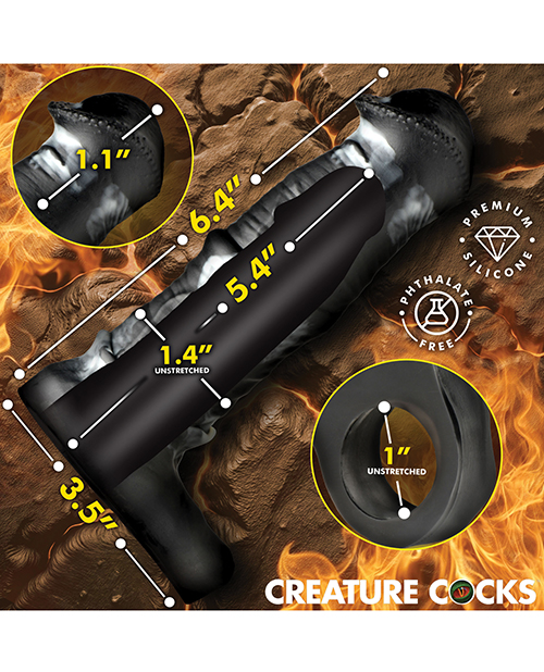 Thumbnail for Creature Cocks Stallion 1&quot; Silicone Penis Extension - Black/Silver Large