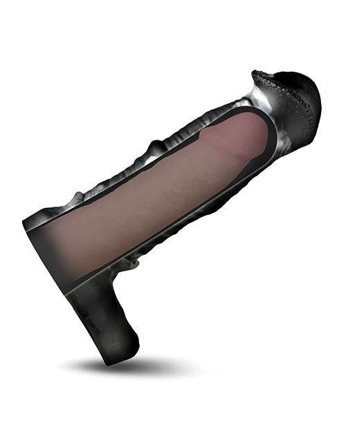 Thumbnail for Creature Cocks Stallion 1.5&quot; Silicone Penis Extension - Black/Silver - Extra Large