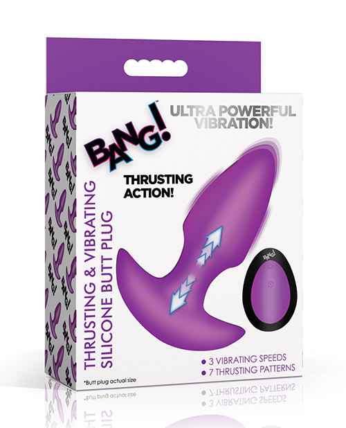 Bang! Thrusting &amp; Vibrating Butt Plug - Purple