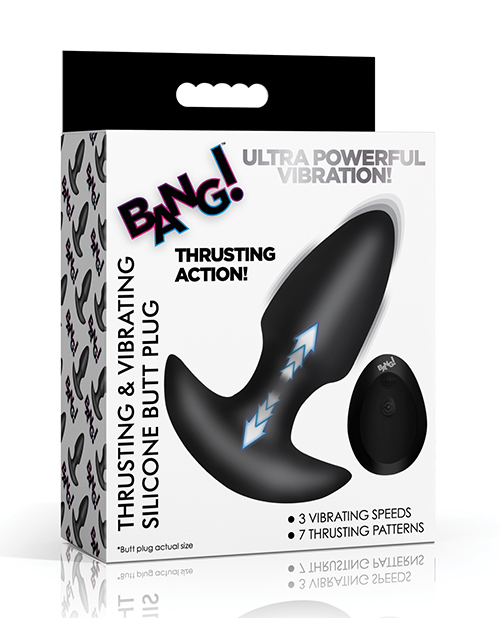 Bang! Thrusting &amp; Vibrating Butt Plug - Black