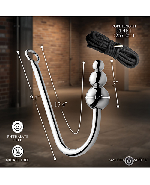 Thumbnail for Master Series Roped Beaded Anal Hook w/Rope